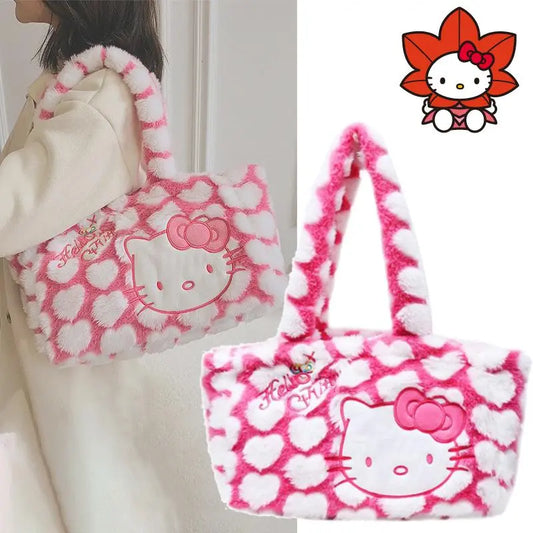 Pink Hello Kitty Soft Plush Shoulder Handbag