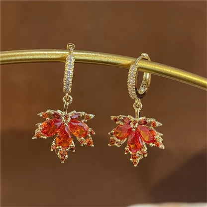 Crystal Maple Leaf Earrings