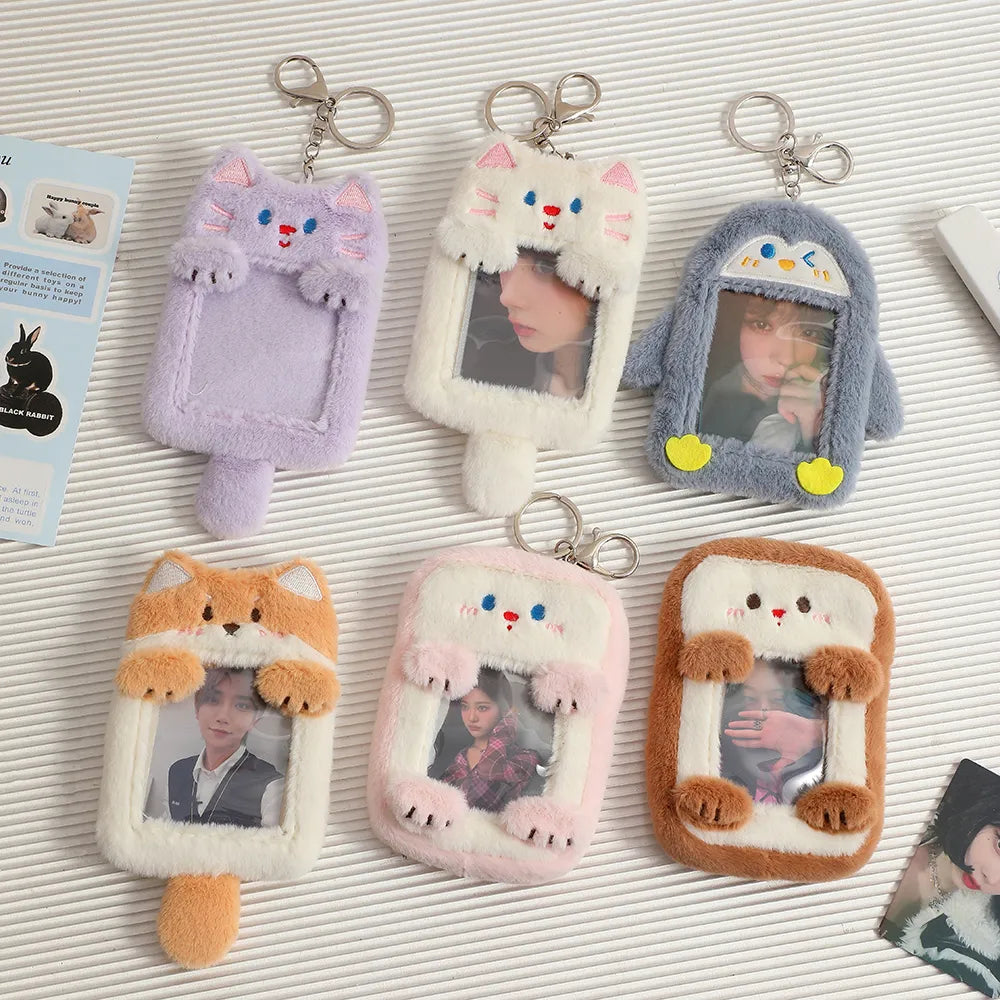 Furry Animals Fluffy Photo Card Holder Bag Pendant