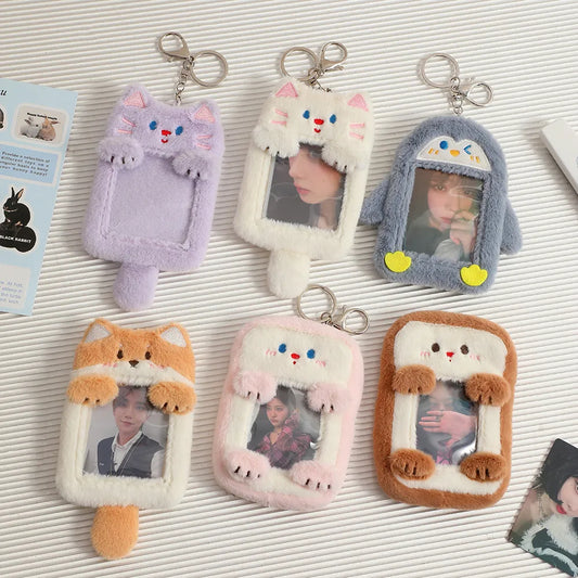 Furry Animals Fluffy Photo Card Holder Bag Pendant