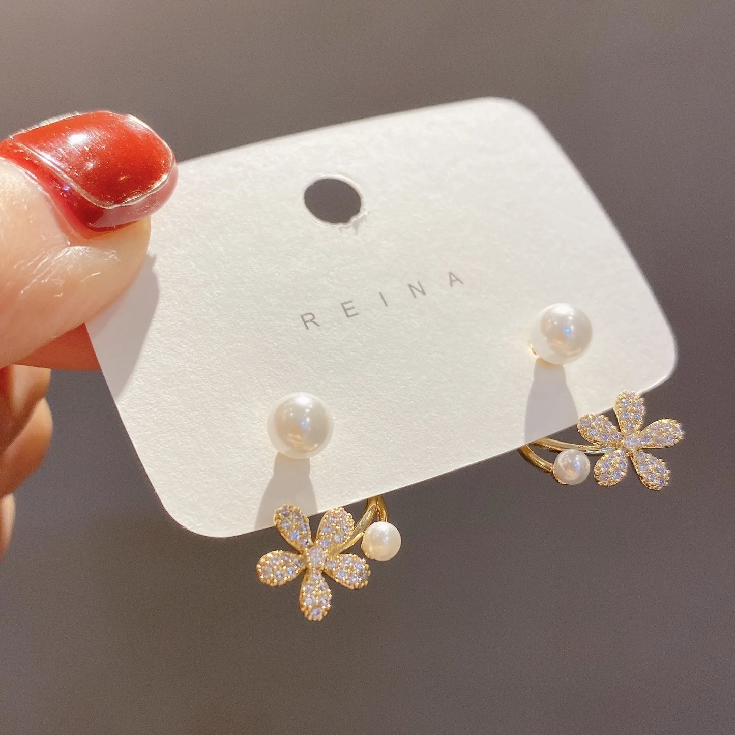 Butterflies & Flowers Pearl Crystal Earrings