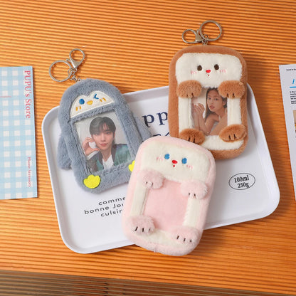 Furry Animals Fluffy Photo Card Holder Bag Pendant