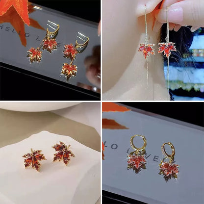 Crystal Maple Leaf Earrings