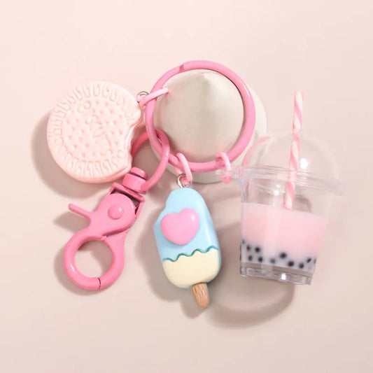 Ice-cream Bubble Tea Key Ring