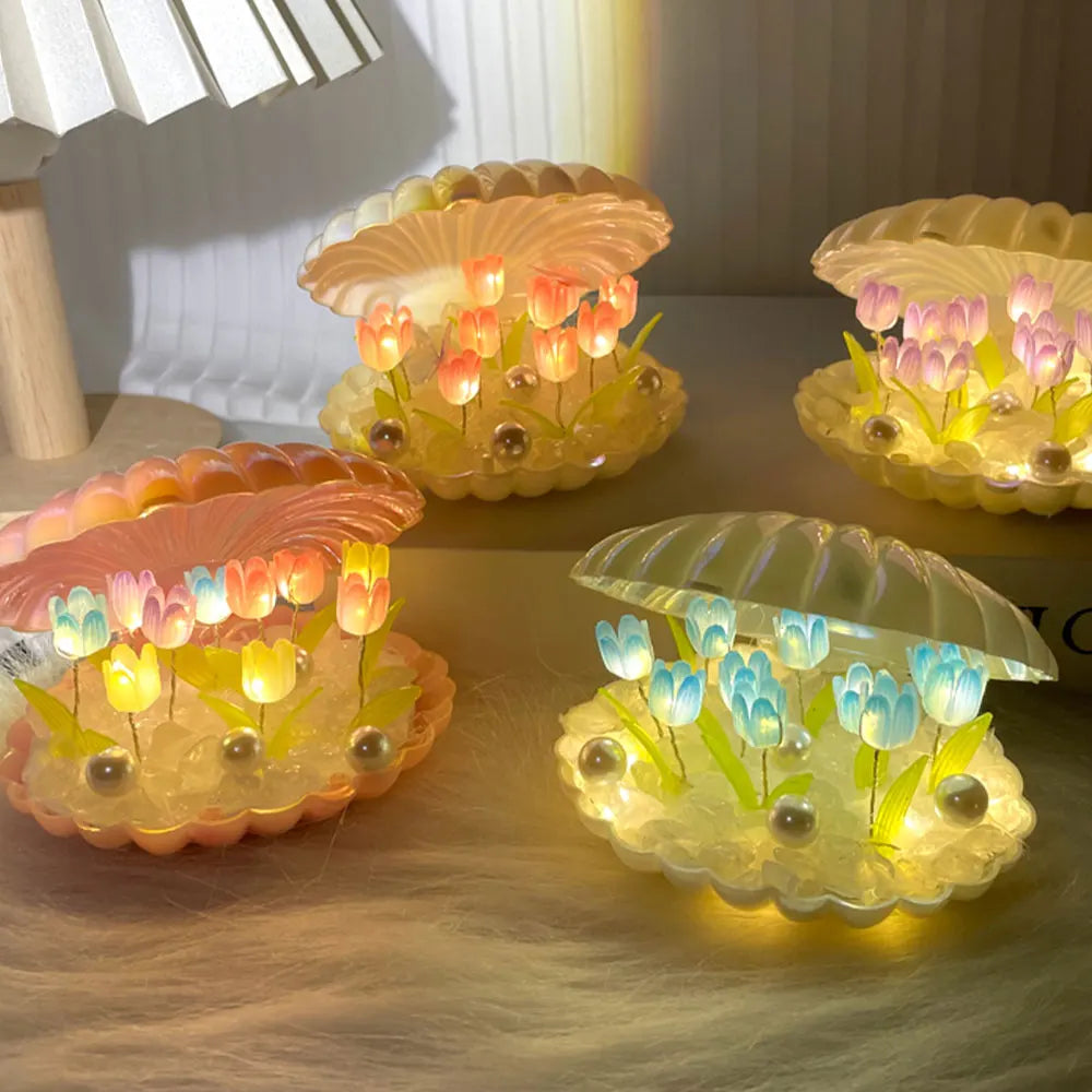 Shell Tulip Night Lamp Handmade DIY Home Decor