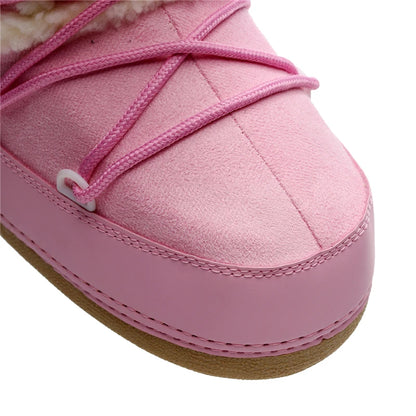 Pink Mid-calf Slip-Resistant Snow Boots