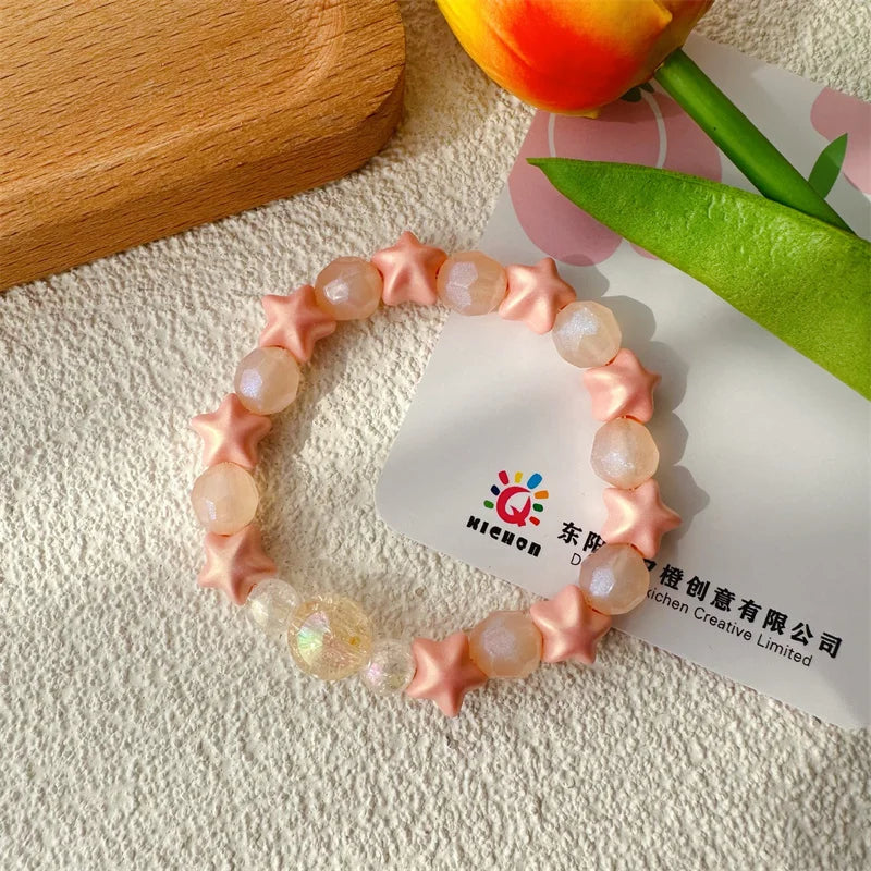 Sweet Pink Star Resin Bracelet