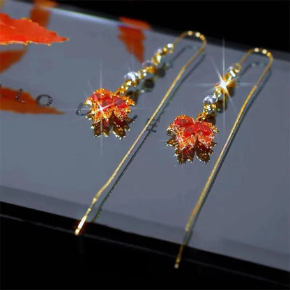 Crystal Maple Leaf Earrings