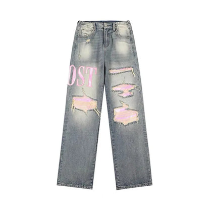 Vintage Pink Ripped Jeans