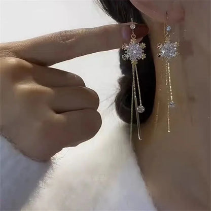 Snowflake Crystal Drop Earrings