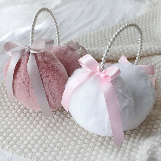 Pearl and Bow Soft Earmuffs