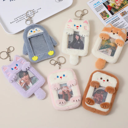 Furry Animals Fluffy Photo Card Holder Bag Pendant