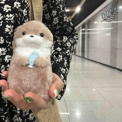 Otter Holding Fish Plush Keyring