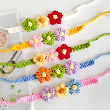 Floral Adjustable Knitted Collar For Dogs & Cats