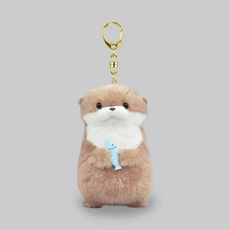 Otter Holding Fish Plush Keyring