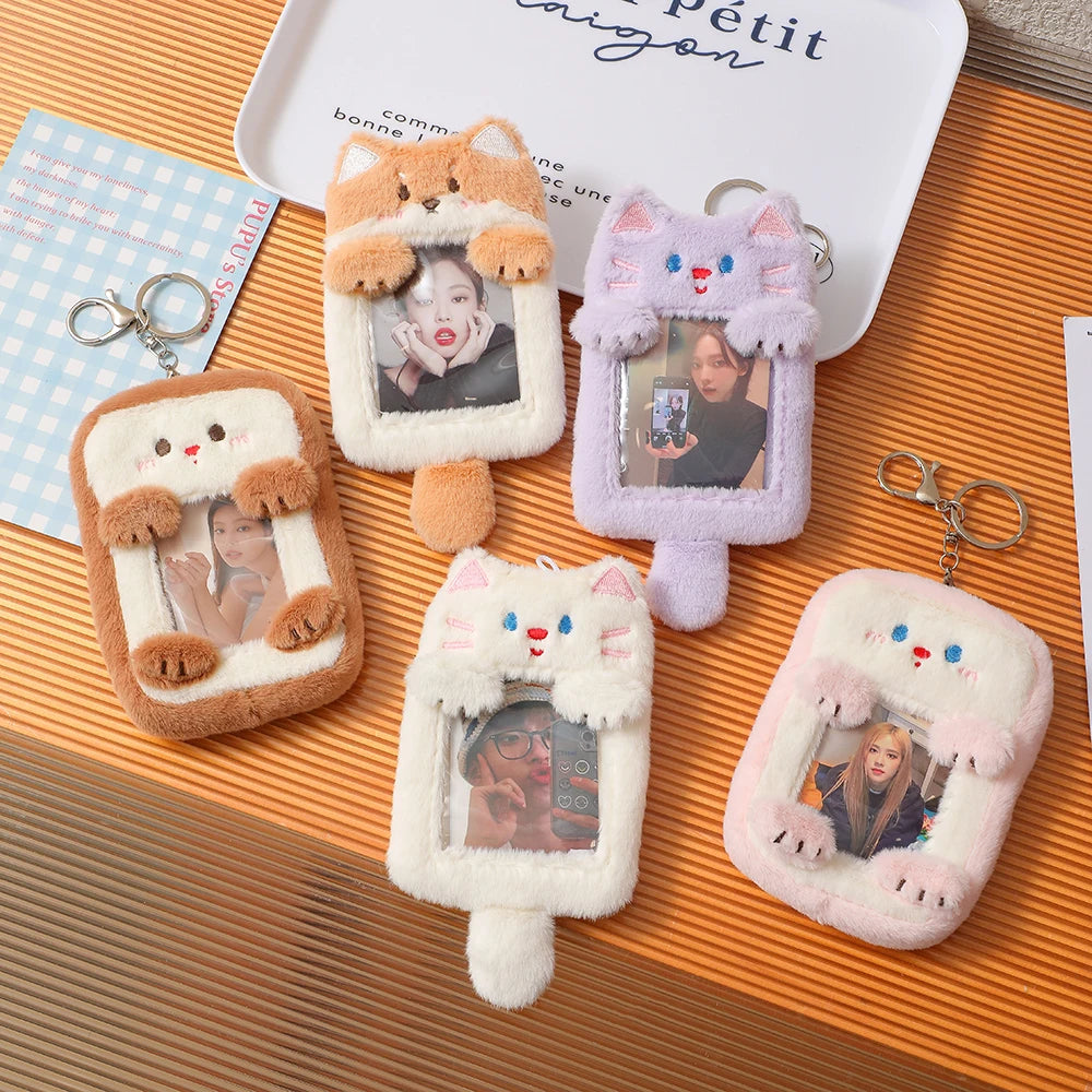 Furry Animals Fluffy Photo Card Holder Bag Pendant