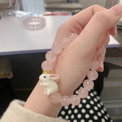 Rabbit Pink Beaded Bracelet